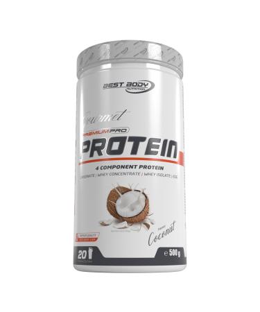 Best Body Nutrition Gourmet Premium Pro Protein Coconut 4 components Protein Shake: Caseinat Whey concentrate whey isolate egg protein 500 g of cans - Buy Online on GoSupps.com