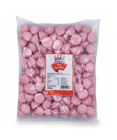 Kingsway Pink Paint Balls 900g - Bright Marshmallows with Sugar Coating Strawberry & Vanilla Flavour Retro American Sweets - Foam Strawberries for Candy Buffets Weddings Baby Showers & Parties