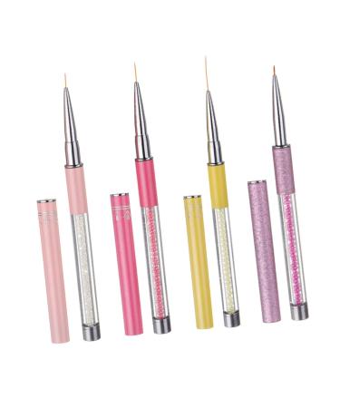 Nail Pen 4pcs Carving Manicure Light Pearl Phototherapy Mm Pen Drawing Pens Art Tools Painting Purple Nail Rod + Yellow Pink Nail Design Pen