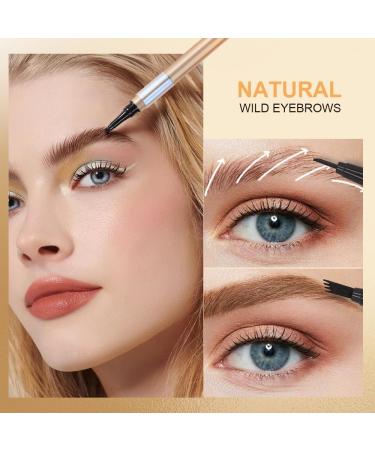 Magic 4 Tip Eyebrow Pencil 3D Waterproof and Sweat-proof Microblading Eyebrow Pencil Contouring Pen Long Lasting Eyebrow Brush Microblade Eyebrow Pencil for Natural Makeup (Dark Brown) - Buy Online on GoSupps.com