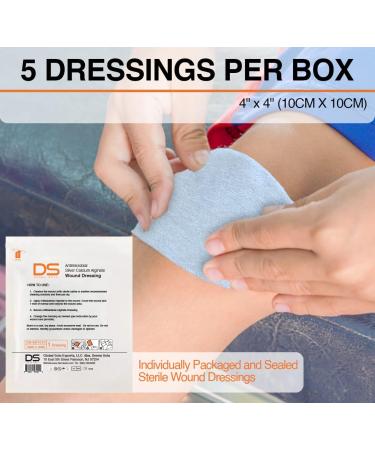 DERMA SOLU Silver Calcium Alginate Wound Dressing with Silver Sterile - 5 Dressings, 4 x 4 - Buy Online on GoSupps.com
