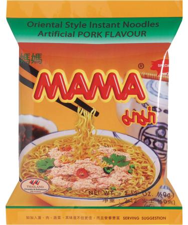 Mama Oriental Style Instant Noodles Savory and Chewy Spicy Ramen Artificial Pork Flavor Instant Asian Food for Lunch or Snack 24 Packs Artificial Pork Flavour