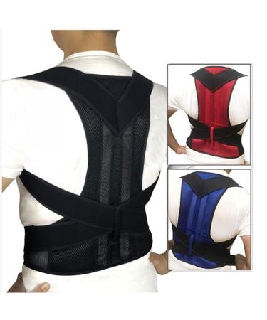 Lumbar Brace Belt Support Back Posture Corrector Straightener for Men Women Relief Pain Prevent Injury Lower Back Waist Support Trainer (Color : Blue Size : Medium) (Black X)