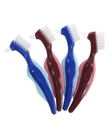 Healeved 4 pieces older prosthesis toothbrush prosthesis brush to clean prosthesis cleaning tools Travel prosthesis brush prosthesis cleaner prosthesis cleaning toothbrushes dual heads