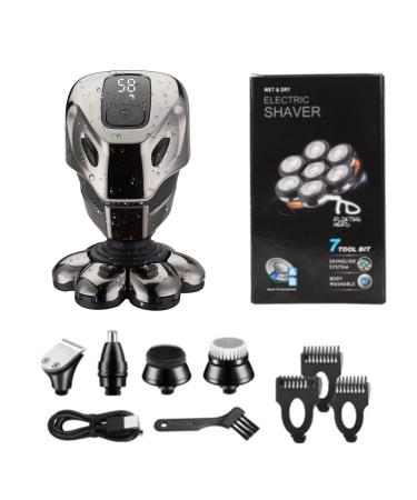 Zjyufy 5 in 1 Head Shavers for Men 7D Head Shaver for Bald Men IPX6 Waterproof Wet/Dry Electric Razor Floating Electric Razor Rechargeable Trimmer Grooming Kit