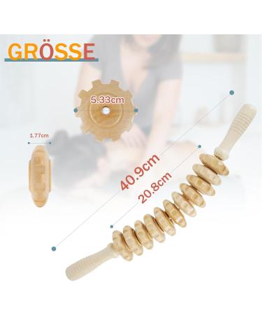 Whchiy Wooden Massage Roller | Anti-Cellulite Deep Tissue Massager with Handle - Buy Online on GoSupps.com
