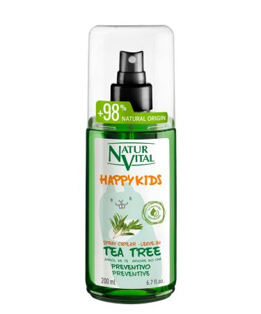 NaturVital NaturVital - Happy Kids Tea Tree Detangling Spray for children boys and girls with certified organic tea tree natural and hypoallergenic free of parabens colorants and silicones 200 ml