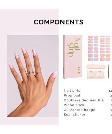 NAILOG Semi Cured Gel Nail Strips 34 pcs Salon-Quality Gel Nail Stickers Long Lasting Nail Wraps for Women with Soft Gel Finish Daydream - Buy Online on GoSupps.com