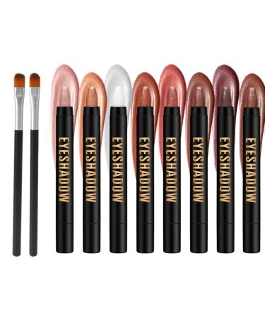 HENGBIRD 10 Pieces Eyeshadow Stick Set 7 Colors Highly Pigmented Glitter Eyeshadow Pencil Waterproof Longlasting Cream Eyeshadow Sticks Eyeshadow Stick for Girls and Women Shimmering