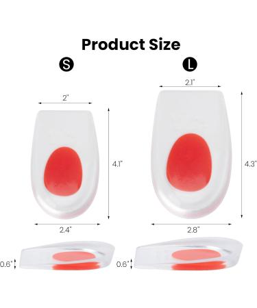 Gel Heel Cups for Plantar Fasciitis Support - 2 Pairs (UK 7.5-12/EU 40-45) - Buy Online on GoSupps.com