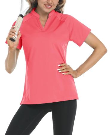 Women's Golf Polo Shirt UPF 50+ Quick Dry V-Neck T-Shirt | Rose Medium - Buy Online on GoSupps.com