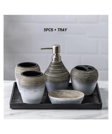 Soap Dispenser 5-Piece Set 6-Piece Set Creative Modern Soap Dispenser Set Kitchen and Bathroom Accessories for Bathroom Kitchen Home Bathroom Soap Dispenser (Color : B) (B)