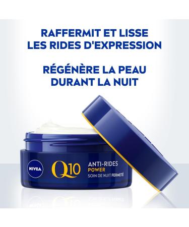 NIVEA Q10 Power Anti-Wrinkle + Firming Night Cream (1x50ml) anti-aging cream enriched with Q10 & 10 X more creatine moisturizing cream regenerating women's facial care - Buy Online on GoSupps.com