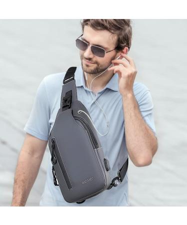 Buy A-qmzl Men's Crossbody Sling Bag - Waterproof Gray Shoulder Bag for Hiking & Cycling - Buy Online on GoSupps.com