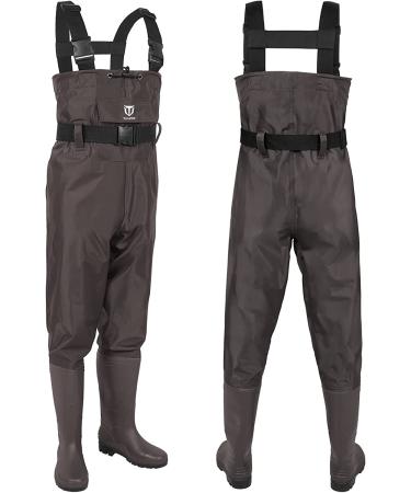 TIDEWE Bootfoot Chest Wader 2-Ply Nylon/PVC Waterproof Fishing Hunting Waders for Men and Women - Brown Size 11 - Buy Online on GoSupps.com