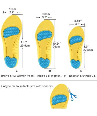 Memory Foam Insoles for Men Women & Kids - Arch Support Cushion & Pain Relief - Shock Absorbing Shoe Inserts (Size S - Buy Online on GoSupps.com