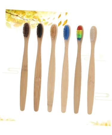 Eco-Friendly Soft Bristle Toothbrush Set - 6 Disposable Natural Wooden Toothbrushes for Travel - Landfill-Safe & Biodegradable - Buy Online on GoSupps.com