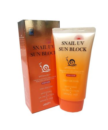 Jigott Snail UV Sun Block Cream SPF50 + PA +++ (children combined) / Korean Cosmetics (1)  50ml