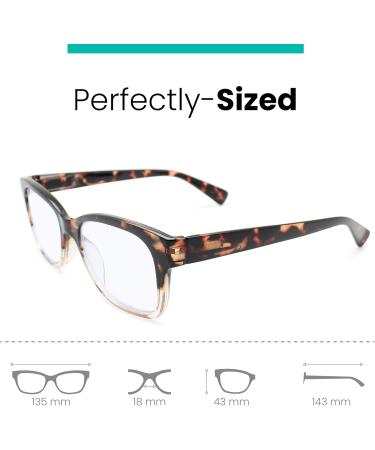 Tortoise Retro Square Blue Light Readers for Women - Stylish & Durable Reading Glasses for All Face Shapes - 2.25x Vision Enhancement - Buy Online on GoSupps.com