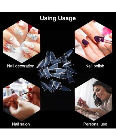 Clear Stiletto Nail Tips - 500 Pack Acrylic False Nails for Gel & Salon Manicure | Transparent Sharp Nail Art Decoration - Buy Online on GoSupps.com