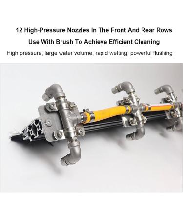 High Pressure Water Spray Cleaning Brush (12 Stainless Steel Nozzles) - Multi-Angle Up and Down Adjustment + 4Pcs 80cm Brushes Rooftop Photovoltaic Panel Dust Removal - Buy Online on GoSupps.com