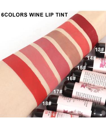 Wine Bottle Lip Tint Set - Matte All Day Liquid Lipstick for Women - 6Pcs Pack in Red Shade - Long Lasting 24 Hour Wear - Original Wine Shaped Design - Buy Online on GoSupps.com