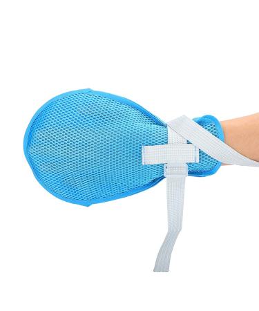 Fixed Restraint Gloves for Elderly | Anti-Scratch Non-Sterile Palm Protectors with Soft Plate Strap (Blue) - International Shipping Available - Buy Online on GoSupps.com