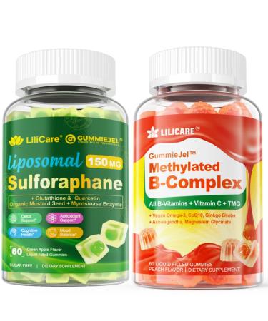 LILICARE 1 Pack Super Vitamin B Complex Gummies & Sulforaphane with Glutathione Gummies