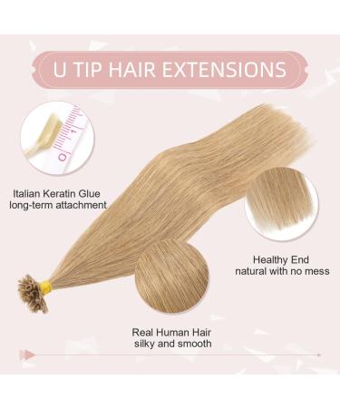 Silk-Co Bonding Extensions | 1g U Tip Real Hair Extensions | 50 Strands 45cm 27# Dark Blond | Premium 7A Remy Hair - Buy Online on GoSupps.com