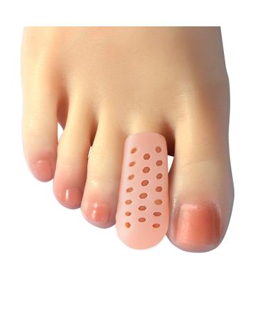 Gel Middle Toe Caps  10 Pcs Beige Breathable Toe Protector Toe Cover Sleeves with Holes  Provides Relief from Corns  Blisters  Hammer Toes  Reduce Friction