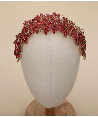 Sither Bridal Crystal Headband | Large Silver Headpiece for Bride | Prom Hair Accessories | Red Hair Clip for Wedding Party Gift - Buy Online on GoSupps.com