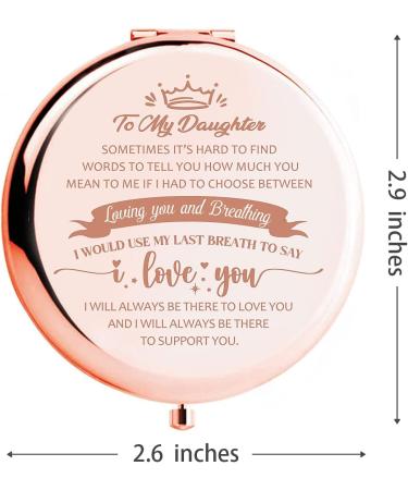 Personalized WHING to My Daughter Compact Makeup Mirror - Unique Daughter Gift for Birthday, Valentines Day, Mothers Day, Graduation & Christmas - Buy Online on GoSupps.com