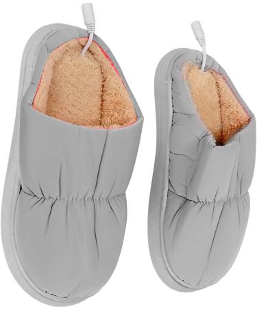Buy Electric Heated Slippers with USB Port Keep Warm Easy Clean Plush PVC (Gray) - International Shipping Available - Buy Online on GoSupps.com