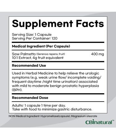 Saw Palmetto 10:1 Extract 4000 mg Strength 120 Vegan Capsules 4-Month Supply - Buy Online on GoSupps.com