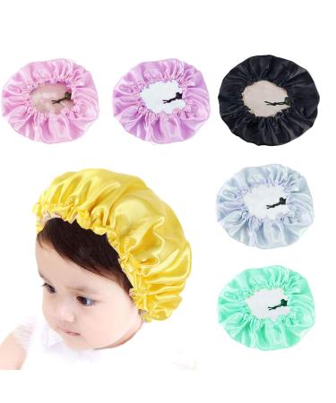6pcs Satin Bonnet Sleeping Caps Hats Adjustable Reversible for Toddler Child Baby Kids