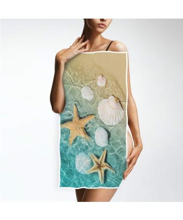 Wamika Beach Summer Hand Towels - Seashells Starfish Design for Bath & Kitchen Decor - Soft Thin Guest Towel - 16 X 30 in - Buy Online on GoSupps.com