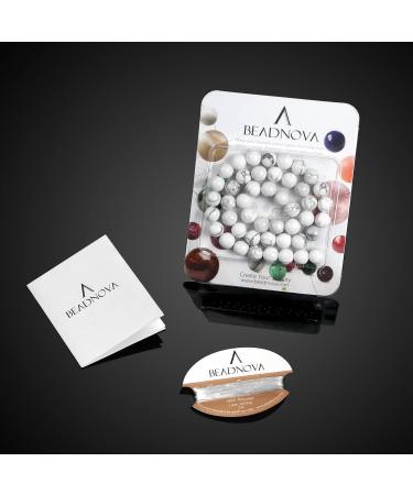 BEADNOVA White Howlite Crystal Beads 8mm - 45-48pcs Round Gemstone Beads for Energy Healing - Free Crystal Stretch Cord Included - Buy Online on GoSupps.com