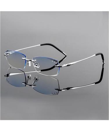 Men's Frameless Tinted Reading Glasses | Blue Light Filter | Titanium Frame | 3.5x Magnification | Stylish & Durable - Buy Online on GoSupps.com