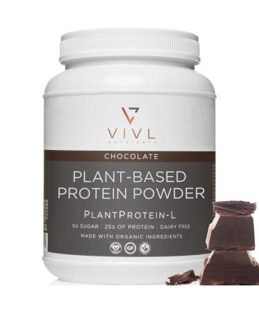 Plant Protein-L Powder Chocolate Vegan Organic No Dairy No Sugar No Gluten Keto Low Carb Clean Ingredients Low Fodmap for Men & Women 25g 30 Servings 36oz Chocolate 36 Ounce