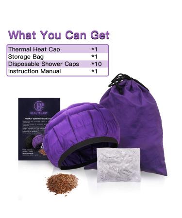 Beautybaby Cordless Deep Conditioning Heat Cap - Microwavable Spa Treatment for Curly Hair - 100% Natural Cotton with Flaxseed - Purple - Buy Online on GoSupps.com
