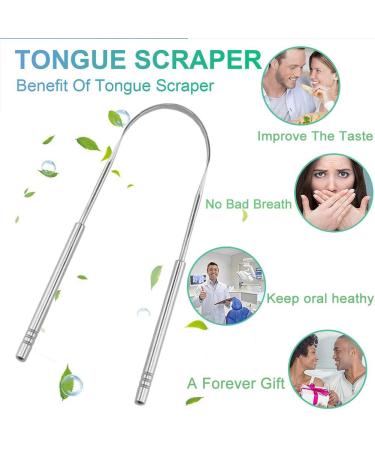 Tongue Scraper Set - Surgical Grade Stainless Steel Dental Kit for Adults & Kids - 3 Pcs for Fresh Breath & Oral Hygiene - Buy Online on GoSupps.com