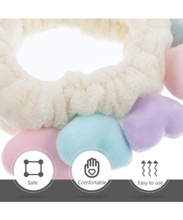 Beaupretty Plush Spa Headband - 2pcs Cute Heart Coral Fleece Makeup Headband for Women, Soft Elastic Wrap for Shower - White - Buy Online on GoSupps.com