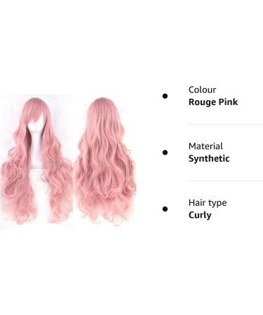 ColorfulPanda Long Pink Curly Wig - Charming Anime Cosplay Costume Party Synthetic Hair for Women - Buy Online on GoSupps.com