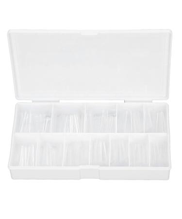 Clear Long Fake Nails Ultra Thin ABS Material DIY Full Cover False Artificial Nail with Multiple Sizes Suitable for Acrylic Dip Powder Gel Nail Polish for Halloween Christmas