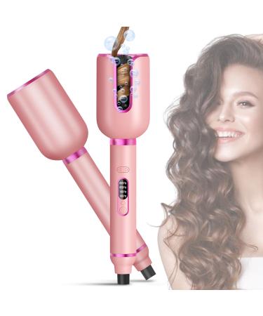 Sindax Automatic Curling Iron Curling Wand with 1 Inch Professional Ionic Rotating Barrel to Ease Frizz 4 Adjustable Temps & Dual Voltage Anti-Scald Design Auto Hair Curlers for All Ages Safety Pink