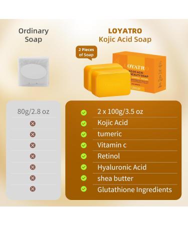 Turmeric Soap for Dark Spots & Acne - Kojic Acid Face & Body Bar for All Skin Types - 2 Pack with Bag & Holder - Buy Online on GoSupps.com