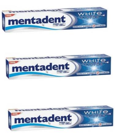 Mentadent"White System" Toothpaste 2.53 Fluid Ounce (75ml) Pack of 3