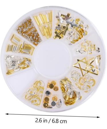 minkissy 54 Boxes Nail Art Accessories Gold Glitter Metal Nail Art Nail Stickers Punk Stickers False Nail Manicure Charm Nail Charm Decals Nail Jewelry Disc Plastic White Rivet - Buy Online on GoSupps.com