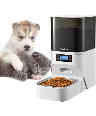 Nevido Automatic Cat Feeders, Built-in Lithium Battery Last up to 100 Days, Dry Cat Food Dispense with Desiccant Bag, Programmable Timed Dog Feeder 1-9 Meals Per Day ,Voice Recorder,4L