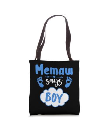 MEMAW Says Boy Cute Family Gender Reveal 2024 Pregnancy Tote Bag 16 Inch